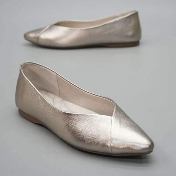 Birdies Ladies 6.5 The Goldfinch Metallic Gold Pointed Ballet Slip-on Shoe Flats - Picture 1 of 12